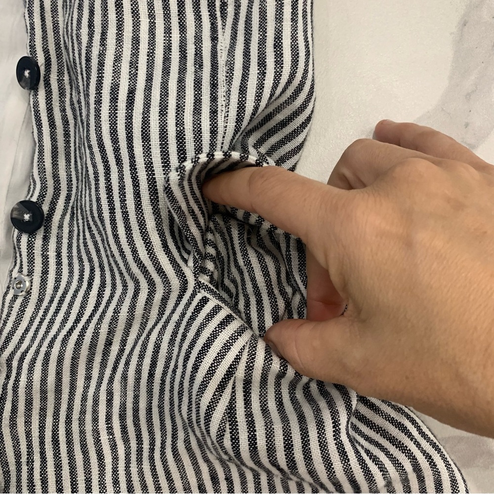 Reformation Romper  6 Linen In Vineyard Stripped Button Front  Adjustable waist - Picture 8 of 15